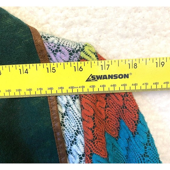 Double Zero Large Jacket Green Weave Multicolor‎ Open Knit Cardigan - Picture 7 of 8
